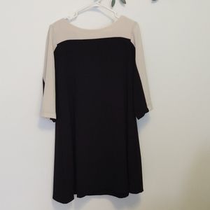 Black and cream crepe dress